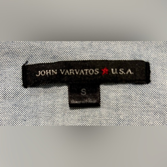 JOHN VARVATOS Chambray Bleached Denim Western Style S/S Snap Button Shirt M’s S - Picture 6 of 8